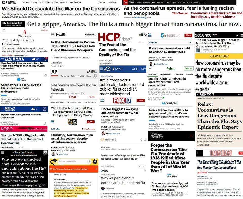 Amerikanske medier skaper narrativet om at det nye viruset ikke er verre enn influensa.